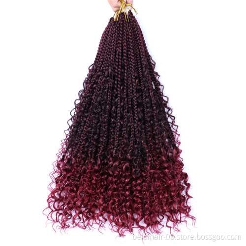 22inch Curly Box Braids River Locs Crochet Faux Goddess Braided Hair with Curl Ends Synthetic Braiding Hair with Mermaid Waves
